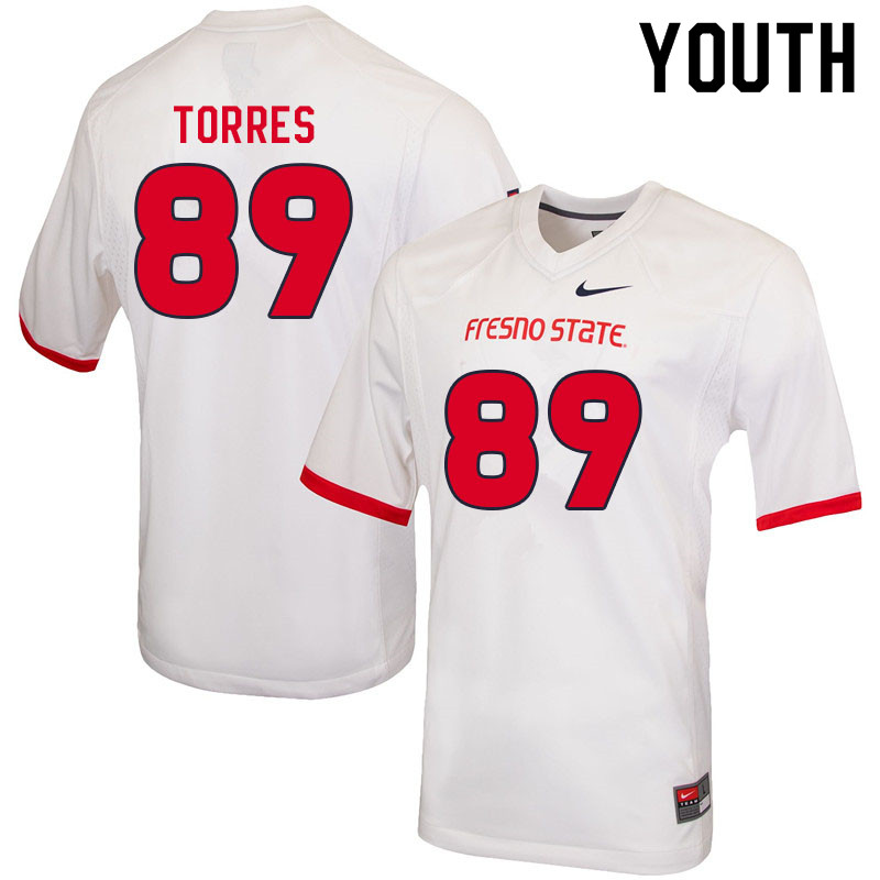 Youth #89 Jared Torres Fresno State Bulldogs College Football Jerseys Sale-White - Click Image to Close